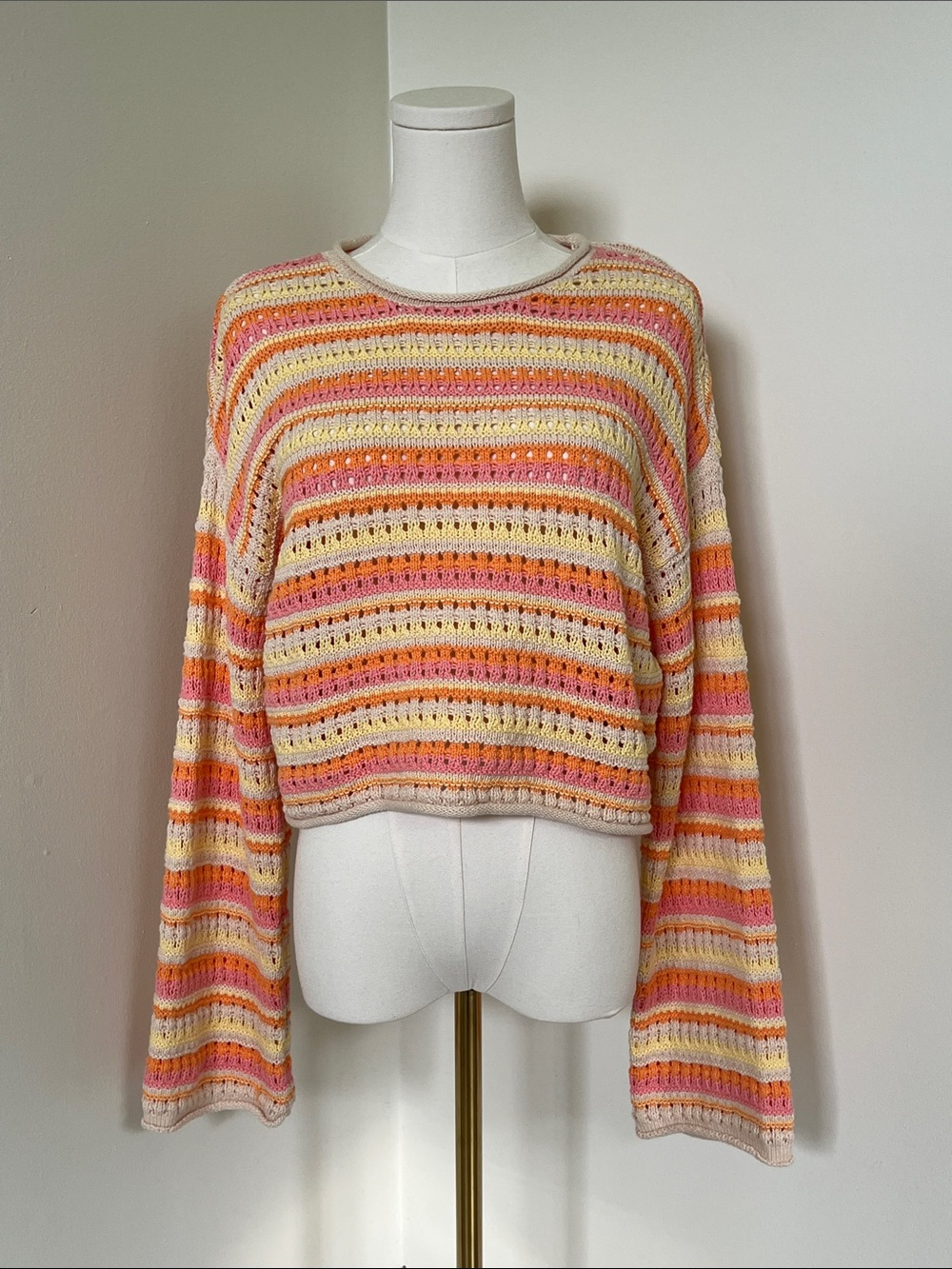 Moon & Madison Striped Knit Crop Sweater NWOT